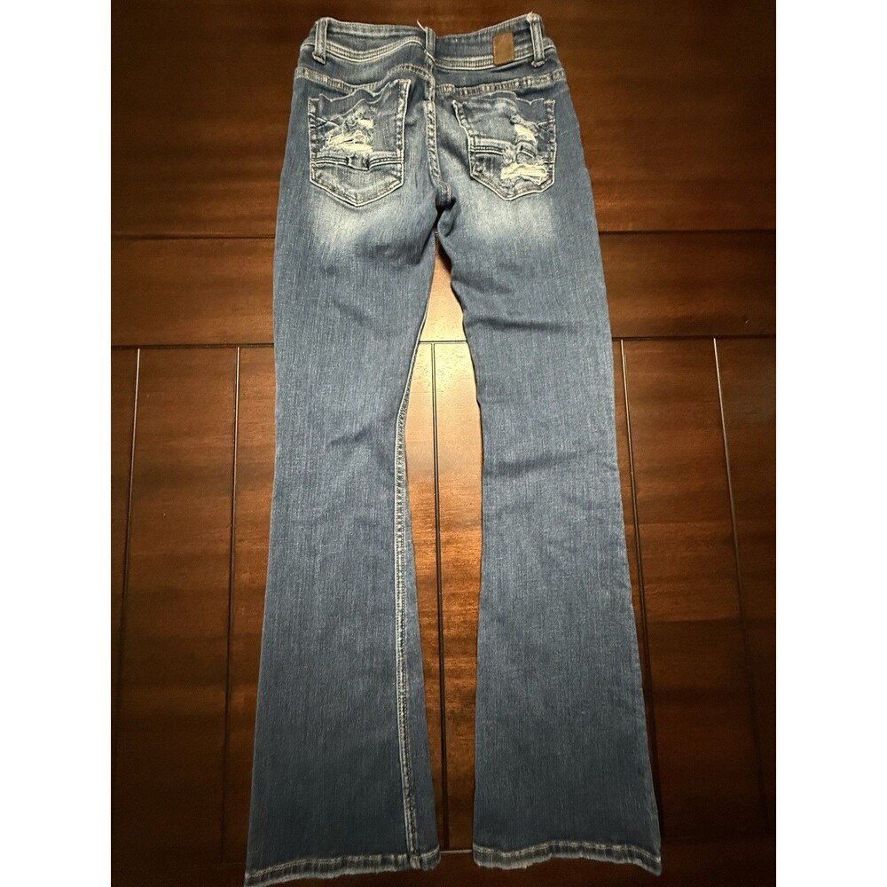 BKE Stella Mid Rise Bootcut Distressed Jeans 27x33.5 (27.5x32.5) Perfect Fade - Picture 2 of 11